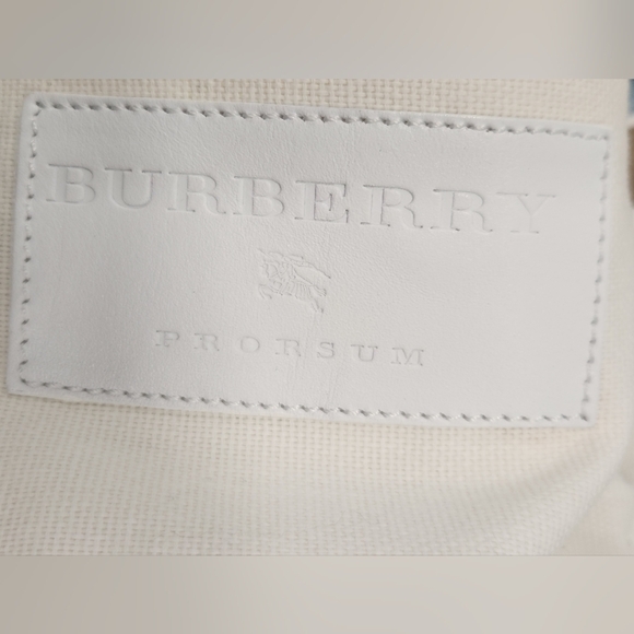 Burberry Prorsum Light Blue Linen & White Leather Large Tote - Picture 14 of 16
